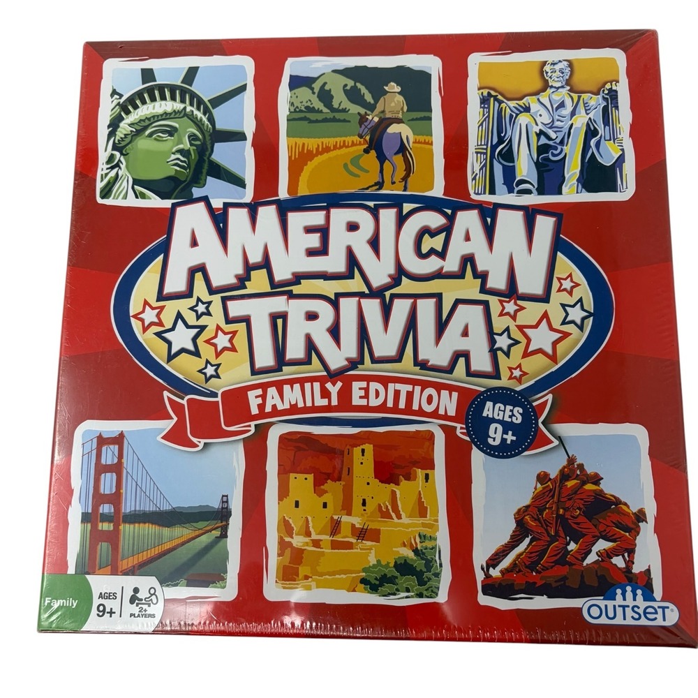 Outset Media American Trivia Family Edition Board Game NEW Sealed Ages 9+